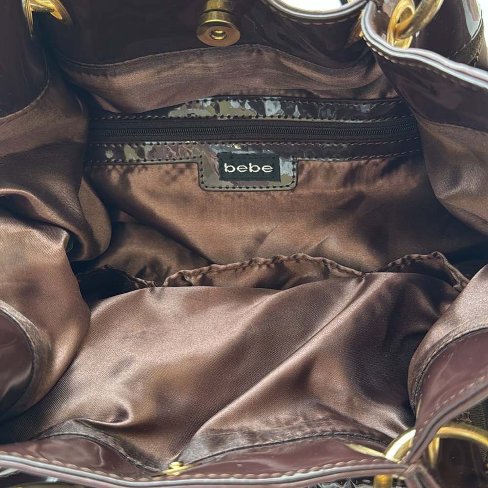 Bebe Tote, Brown Patchwork With Gold Hardware, Vi… - image 8